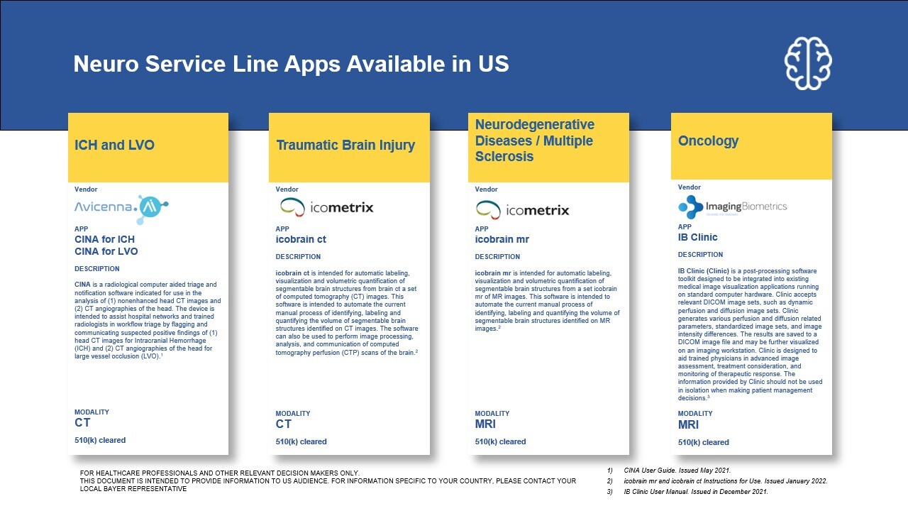 Neuro Service Line Apps Available in US