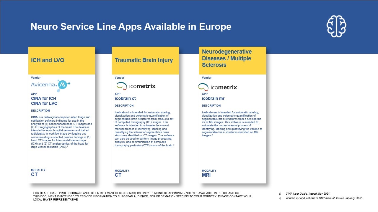 Neuro Service Line Apps Available in EMEA Region