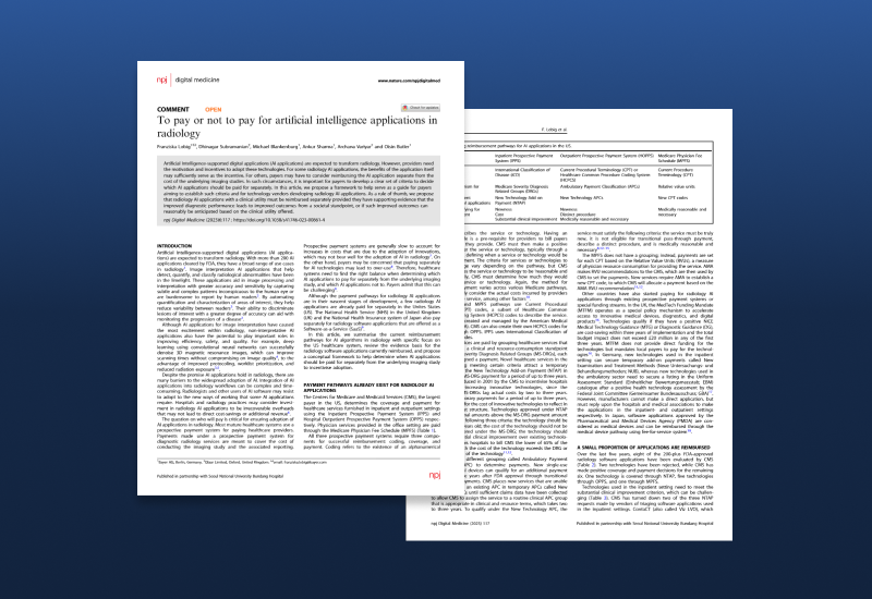 To pay or not to pay for
AI applications in radiology To pay or not to pay for
AI applications in radiology